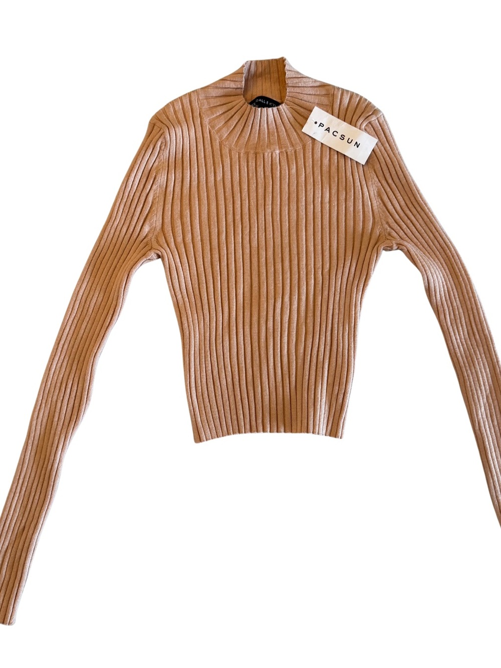 NWT Kendall & Kylie Ribbed Mock Neck Sweater - Beige